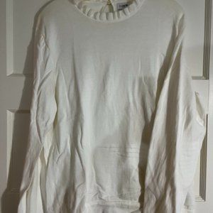 J. Crew White Ruffle Sweater